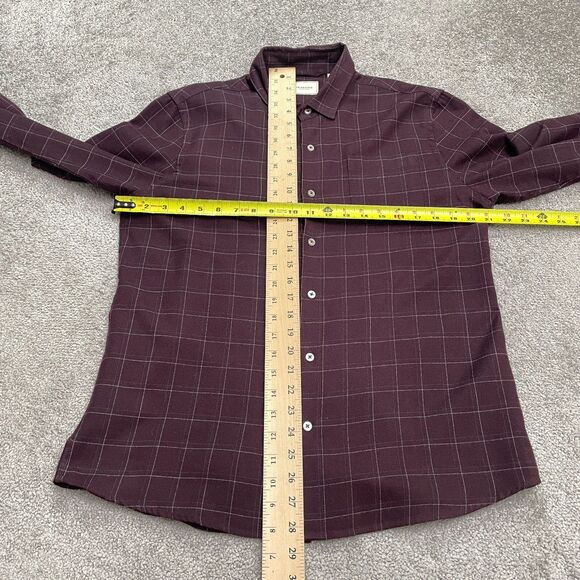 7 Diamonds Aspen Flannel Button Down Shirt Mens Medium Plaid Dark Red Casual Top - Picture 8 of 14